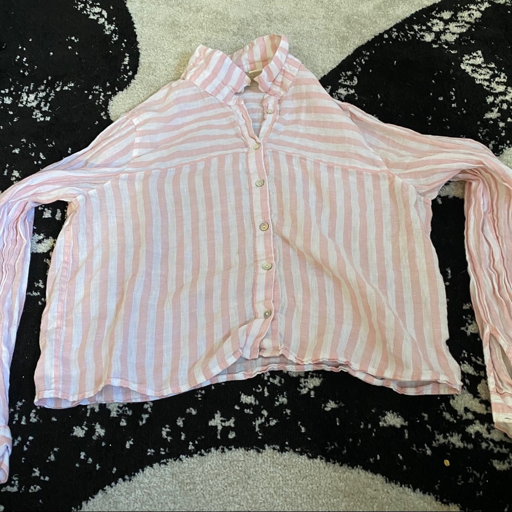 Cynthia Rowley Pink and white stripe top - Picture 3 of 3